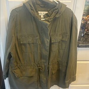 Ava Viv Jacket 1x olive Green Cargo Utility Drawstring Lightweight Casual Travel